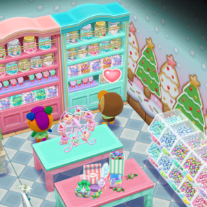 コテージでパステルカラーのキャンディショップ。